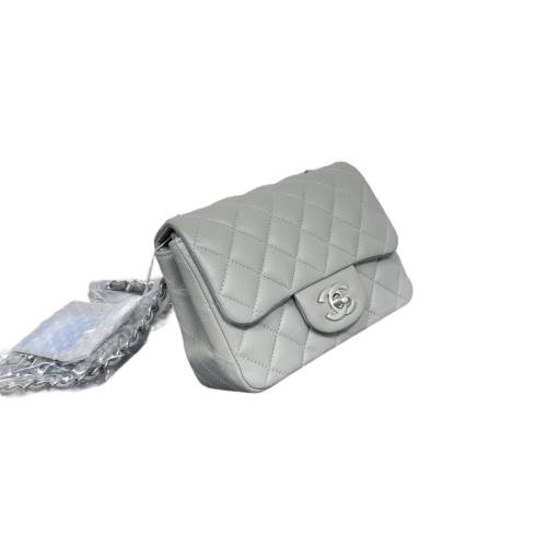 Chanel Quilted Mini Square Flap Calfskin Grey