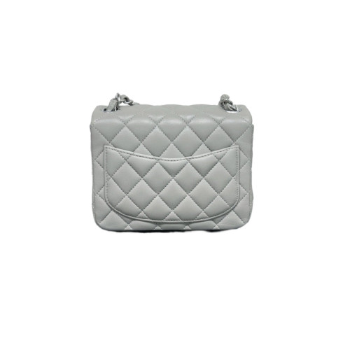 Chanel Quilted Mini Square Flap Calfskin Grey