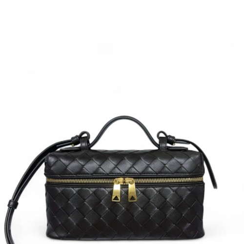 Bottega Veneta Mini Top Handle Vanity Case Calfskin Intrecciato Dark Chocolate Brown