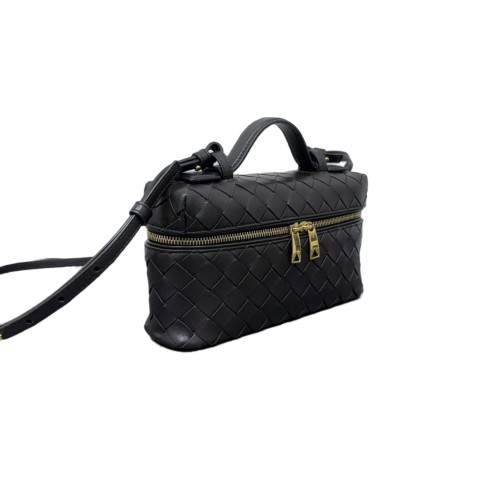Bottega Veneta Mini Top Handle Vanity Case Calfskin Intrecciato Dark Chocolate Brown