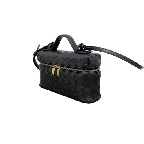 Bottega Veneta Mini Top Handle Vanity Case Calfskin Intrecciato Dark Chocolate Brown