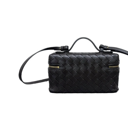 Bottega Veneta Mini Top Handle Vanity Case Calfskin Intrecciato Dark Chocolate Brown