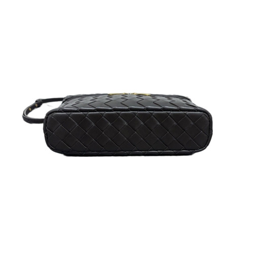 Bottega Veneta Mini Top Handle Vanity Case Calfskin Intrecciato Dark Chocolate Brown
