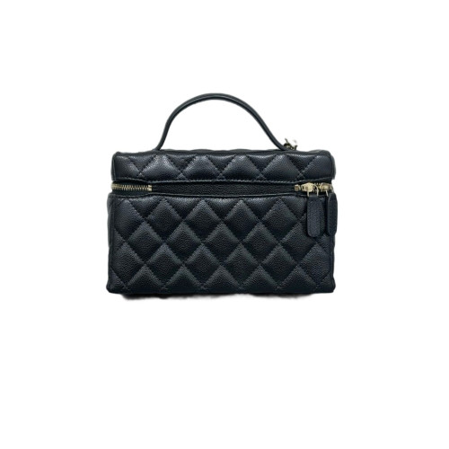 Chanel Top Handle Slim Vanity With Chain Grained Calfskin Black Chanel Top Handle Slim Vanity With Chain Grained Calfskin Black