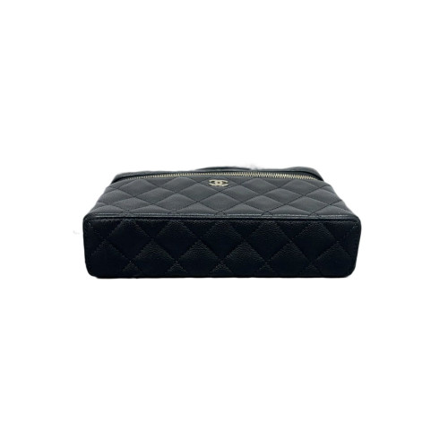 Chanel Top Handle Slim Vanity With Chain Grained Calfskin Black Chanel Top Handle Slim Vanity With Chain Grained Calfskin Black