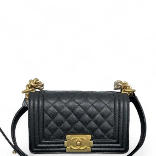 Chanel Quilted Mini Boy Flap Shiny Caviar Calfskin Black Chanel Quilted Mini Boy Flap Shiny Caviar Calfskin Black