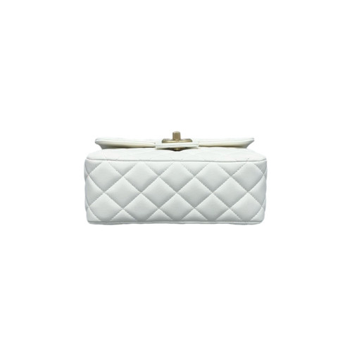 Chanel Quilted Square Medallion Flap Bag Calfskin White