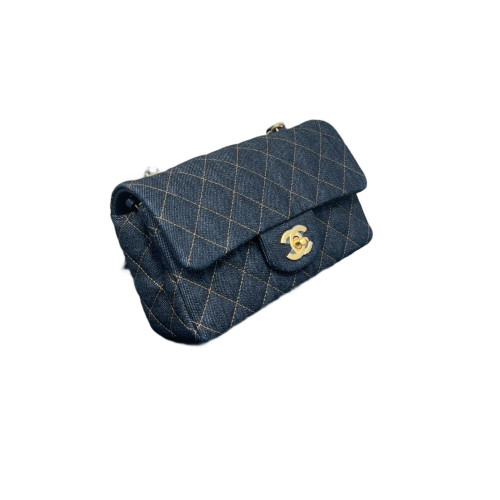 Chanel Quilted Mini Flap Denim Blue Chanel Quilted Mini Flap Denim Blue