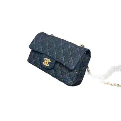 Chanel Quilted Mini Flap Denim Blue Chanel Quilted Mini Flap Denim Blue