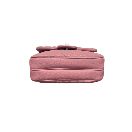 Chanel Quilted Accordion Flap Bag Grained Calfskin Pink