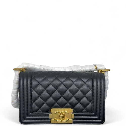 Chanel Quilted Mini Boy Flap Shiny Caviar Calfskin Black