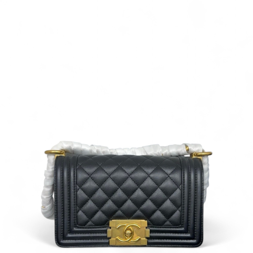 Chanel Quilted Mini Boy Flap Shiny Caviar Calfskin Black
