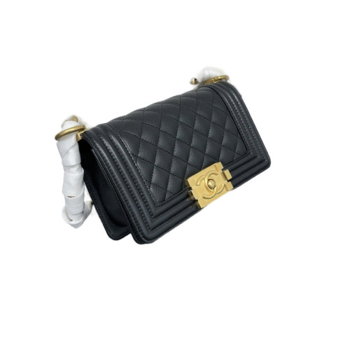 Chanel Quilted Mini Boy Flap Shiny Caviar Calfskin Black