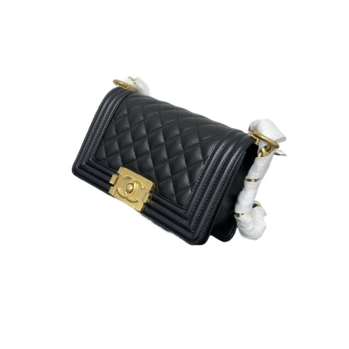 Chanel Quilted Mini Boy Flap Shiny Caviar Calfskin Black