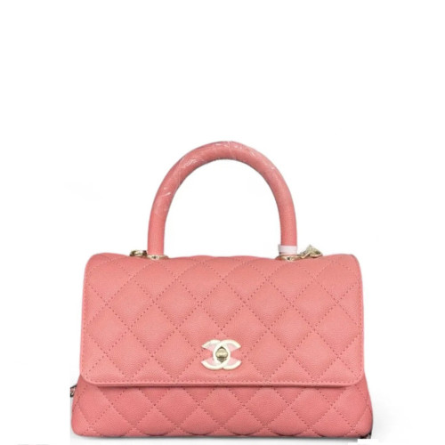 Chanel Quilted Small Coco Handle Grained Calfskin Pink