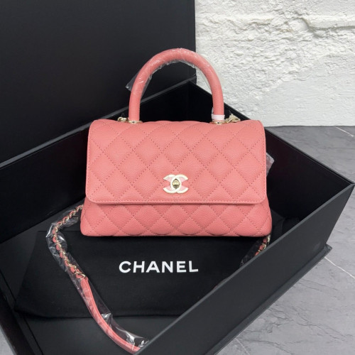 Chanel Quilted Small Coco Handle Grained Calfskin Pink