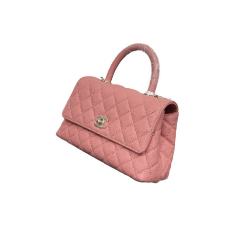 Chanel Quilted Small Coco Handle Grained Calfskin Pink