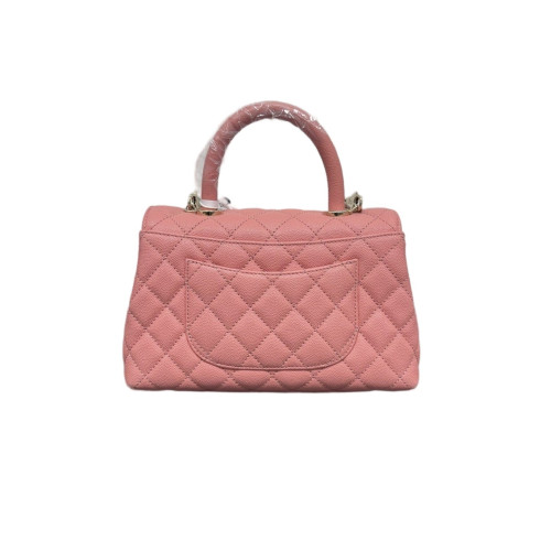 Chanel Quilted Small Coco Handle Grained Calfskin Pink