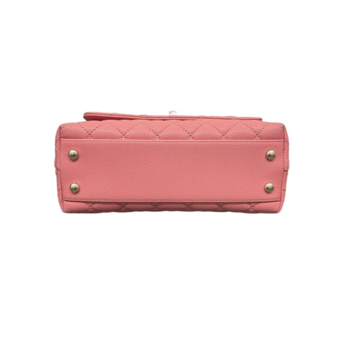 Chanel Quilted Small Coco Handle Grained Calfskin Pink