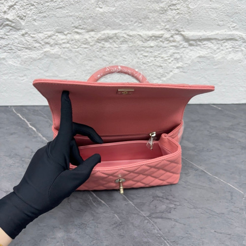 Chanel Quilted Small Coco Handle Grained Calfskin Pink