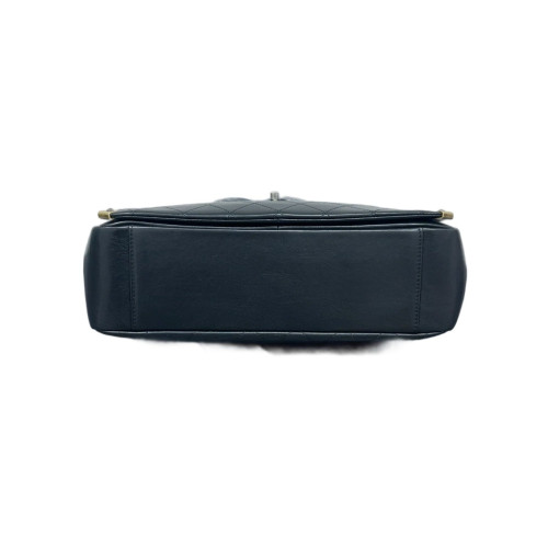 Chanel Quilted Medium Around The Corner Shopping Tote Calfskin Black