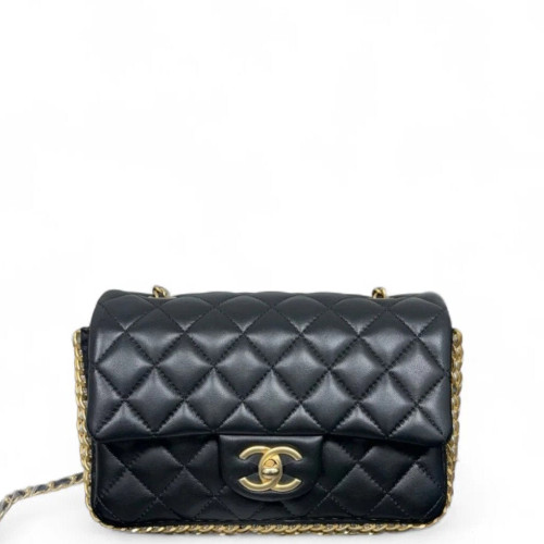 Chanel Quilted River Of Pearls Flap Bag Lambskin Black