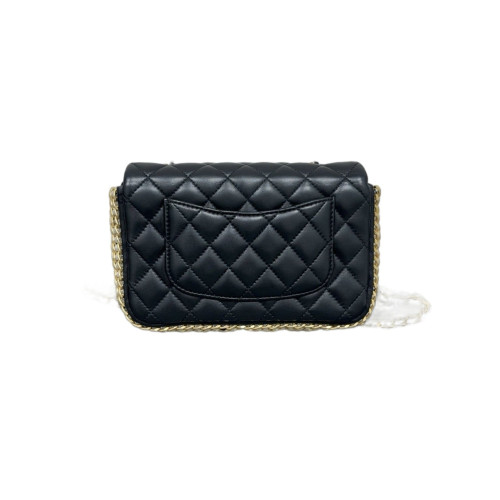 Chanel Quilted River Of Pearls Flap Bag Lambskin Black