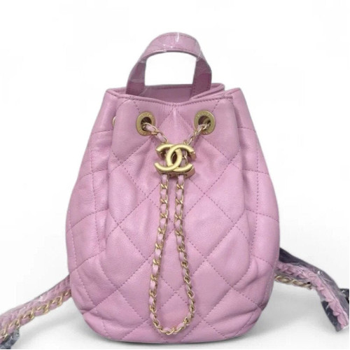 Chanel Quilted Top Handle Bucket Calfskin Pink Chanel Quilted Top Handle Bucket Calfskin Pink