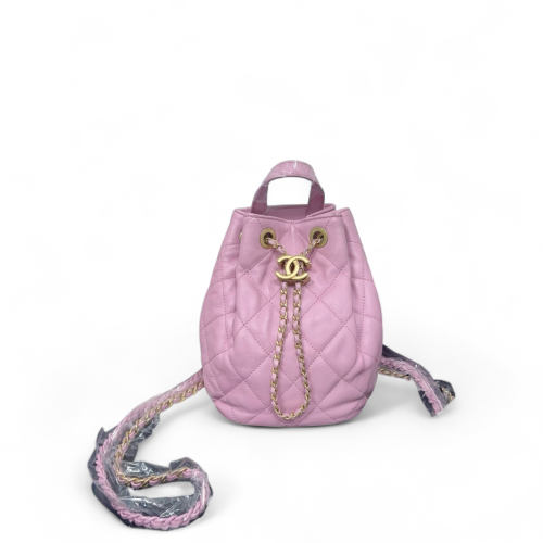 Chanel Quilted Top Handle Bucket Calfskin Pink Chanel Quilted Top Handle Bucket Calfskin Pink