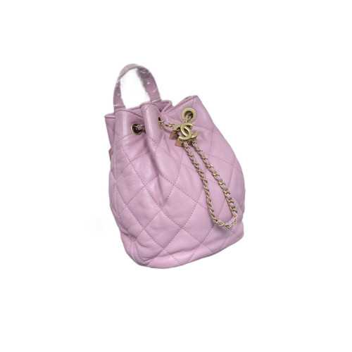 Chanel Quilted Top Handle Bucket Calfskin Pink Chanel Quilted Top Handle Bucket Calfskin Pink