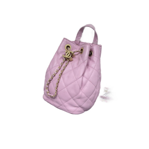 Chanel Quilted Top Handle Bucket Calfskin Pink Chanel Quilted Top Handle Bucket Calfskin Pink
