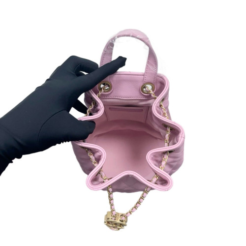 Chanel Quilted Top Handle Bucket Calfskin Pink Chanel Quilted Top Handle Bucket Calfskin Pink