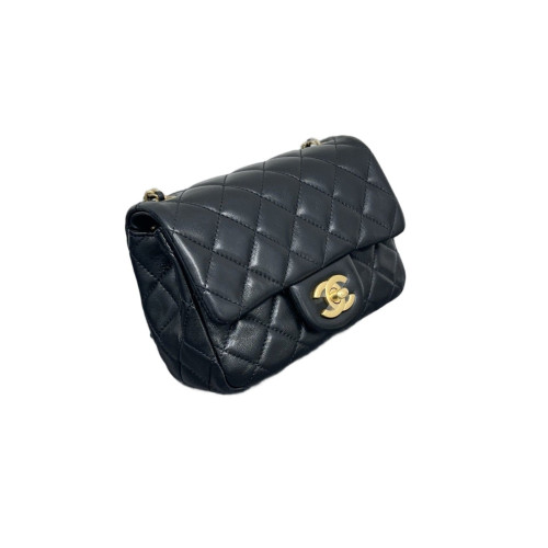 Chanel Quilted Mini Pearl Crush Square Flap Lambskin Black Chanel Quilted Mini Pearl Crush Square Flap Lambskin Black