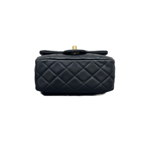 Chanel Quilted Mini Pearl Crush Square Flap Lambskin Black Chanel Quilted Mini Pearl Crush Square Flap Lambskin Black
