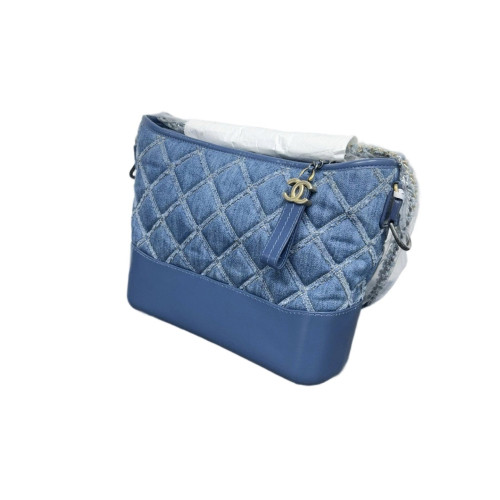 Chanel Quilted Medium Gabrielle Hobo Denim Calfskin Blue Chanel Quilted Medium Gabrielle Hobo Denim Calfskin Blue