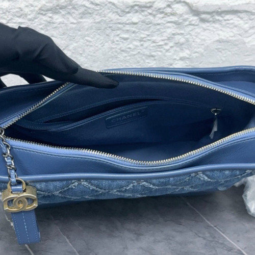 Chanel Quilted Medium Gabrielle Hobo Denim Calfskin Blue Chanel Quilted Medium Gabrielle Hobo Denim Calfskin Blue