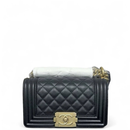 Chanel Quilted Mini Boy Flap Grained Calfskin Black