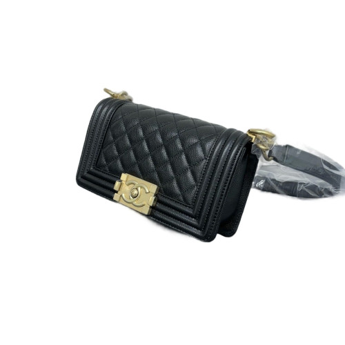 Chanel Quilted Mini Boy Flap Grained Calfskin Black