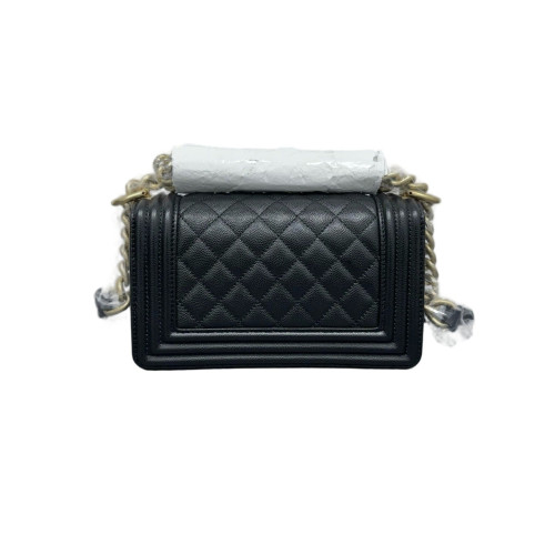 Chanel Quilted Mini Boy Flap Grained Calfskin Black