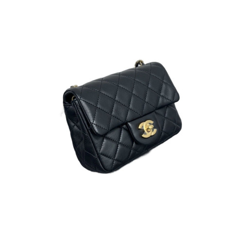 Chanel Quilted Mini Pearl Crush Square Flap Lambskin Black Chanel Quilted Mini Pearl Crush Square Flap Lambskin Black