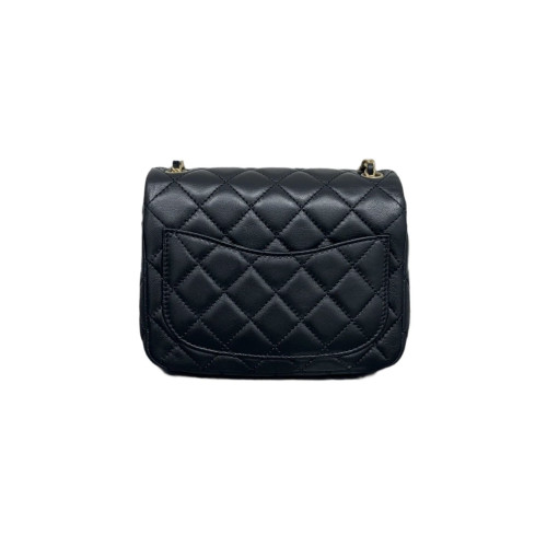 Chanel Quilted Mini Pearl Crush Square Flap Lambskin Black Chanel Quilted Mini Pearl Crush Square Flap Lambskin Black