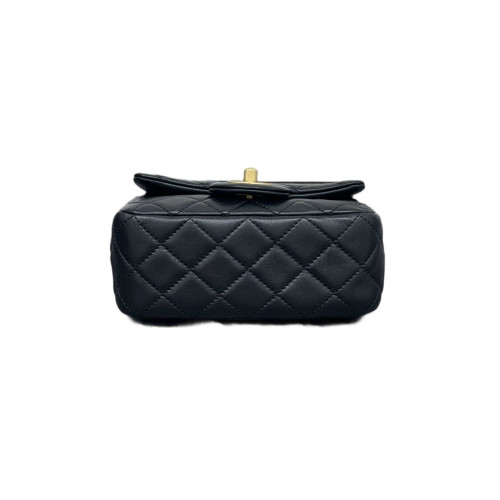 Chanel Quilted Mini Pearl Crush Square Flap Lambskin Black Chanel Quilted Mini Pearl Crush Square Flap Lambskin Black
