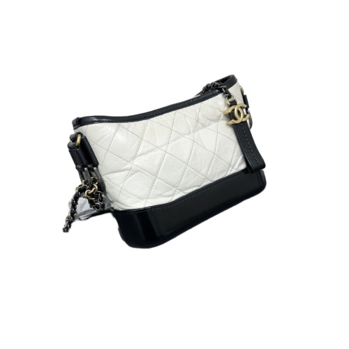 Chanel Quilted Small Gabrielle Hobo Calfskin White Black