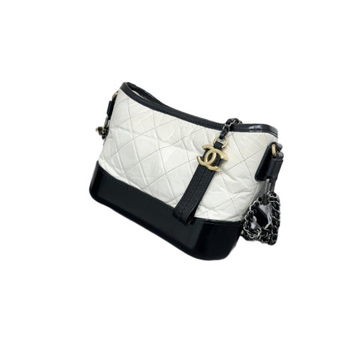 Chanel Quilted Small Gabrielle Hobo Calfskin White Black