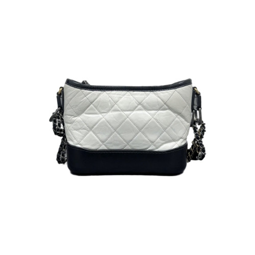 Chanel Quilted Small Gabrielle Hobo Calfskin White Black