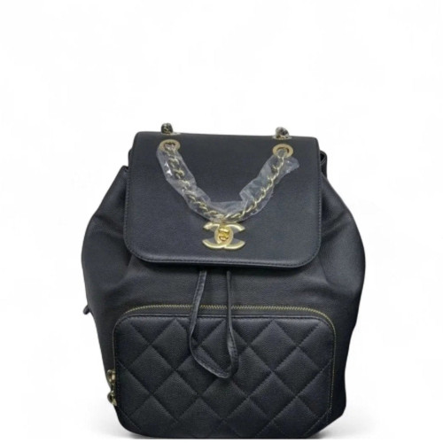 Chanel Quilted Small Business Affinity Backpack Grained Calfskin Black