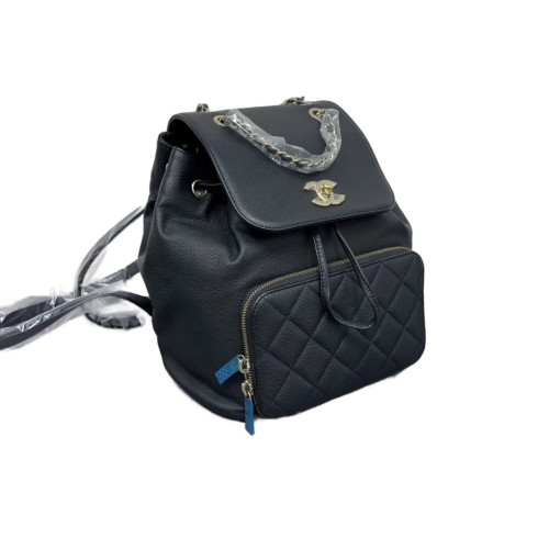 Chanel Quilted Small Business Affinity Backpack Grained Calfskin Black