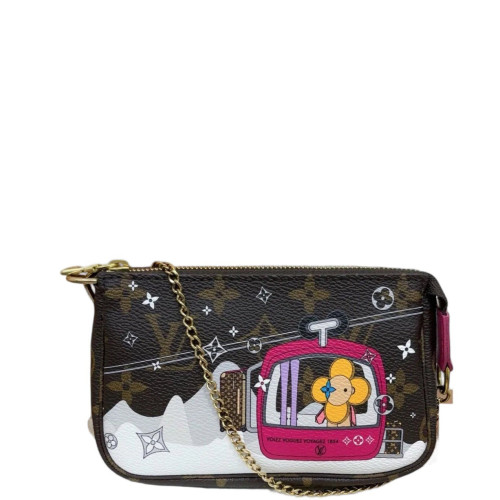Louis Vuitton Pochette Mini Accessories Monogram Brown White Pink