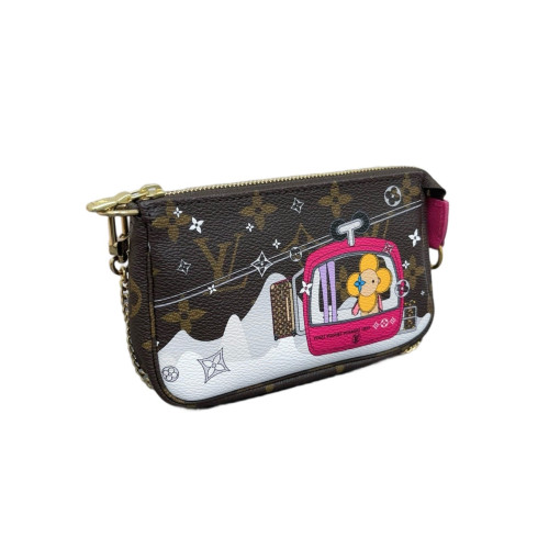 Louis Vuitton Pochette Mini Accessories Monogram Brown White Pink