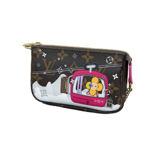 Louis Vuitton Pochette Mini Accessories Monogram Brown White Pink